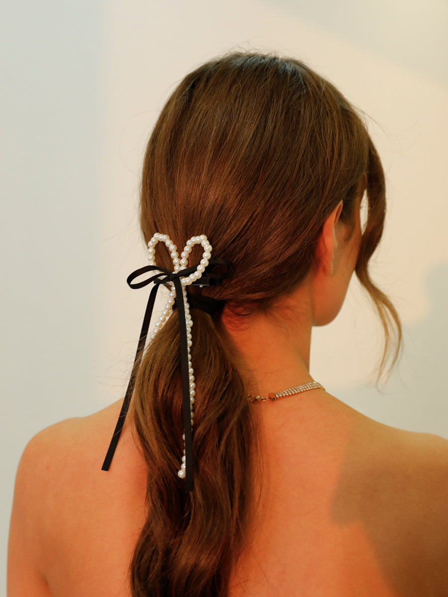 Pearl Ribbon Hairclip