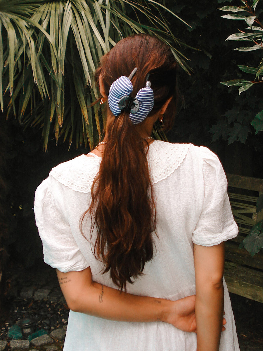 Heart Glow Navy-striped Haarklammer