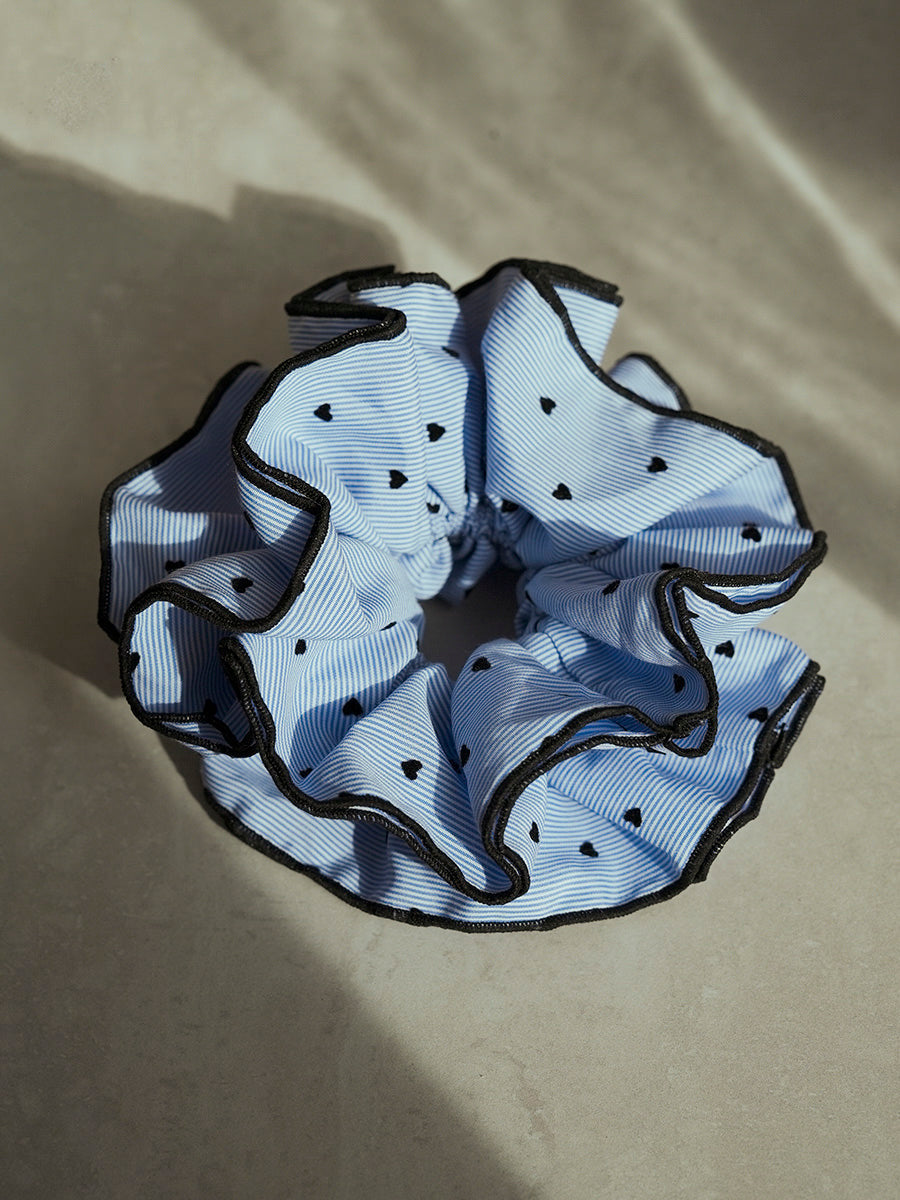 Heart Bliss Navy-striped Scrunchie