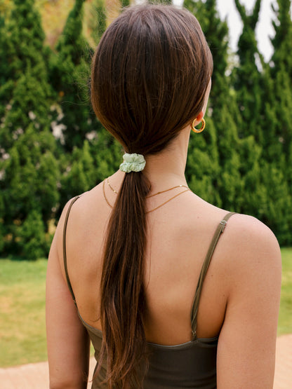Serene Pure Silk Scrunchie Green