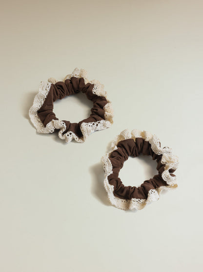 Lace Kiss Set Scrunchie Brown