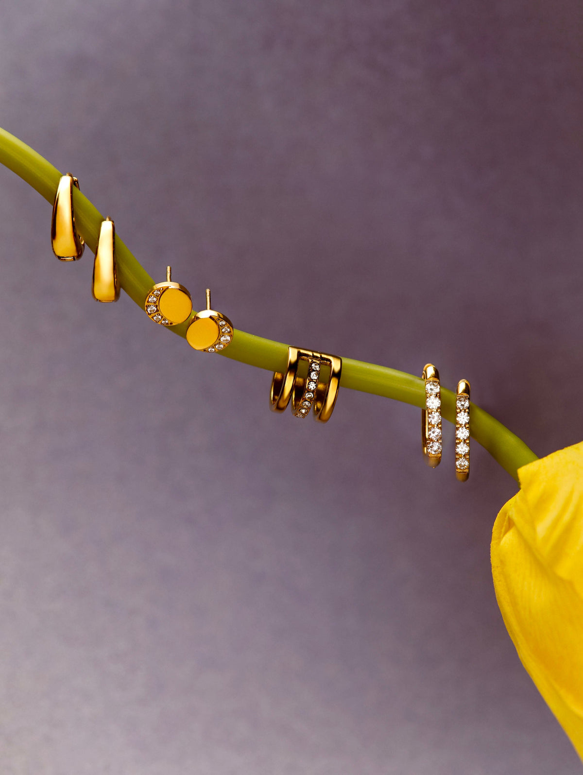 Moon Phase Crescent Light Stud Ohrringe
