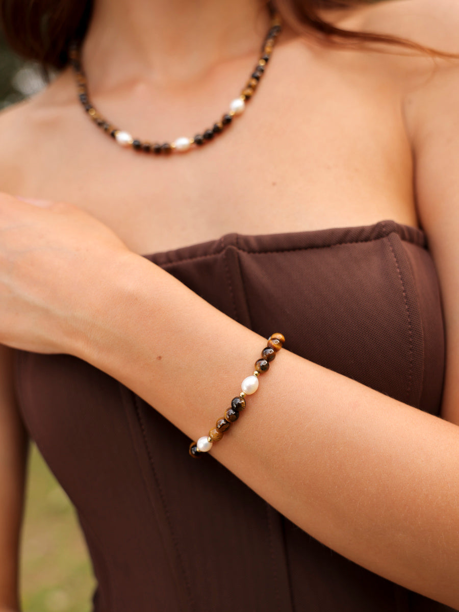 Dawn Pearl Tiger's Eye ARMBAND