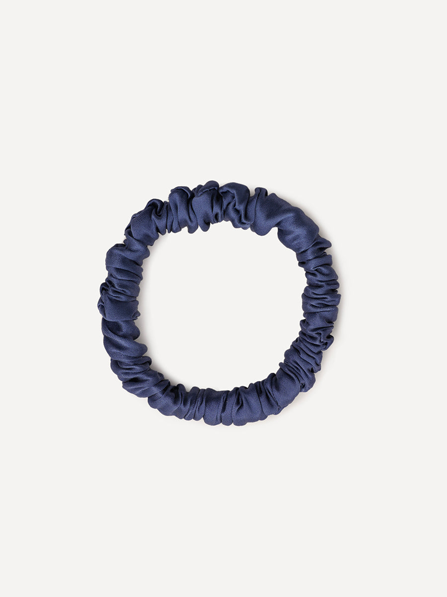 Serene Pure Silk Scrunchie Dark Blue