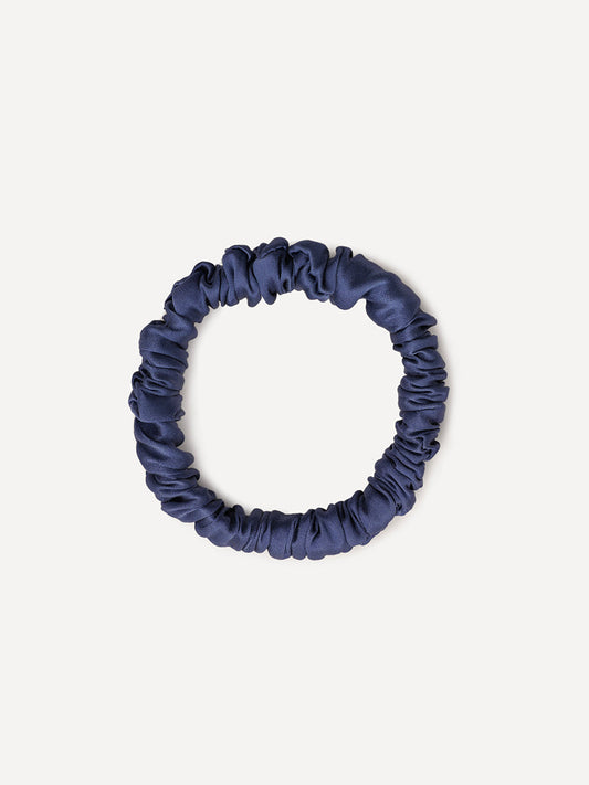 Serene Pure Silk Scrunchie Dark Blue