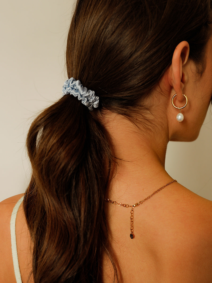 Serene Brown Pure Silk Scrunchie