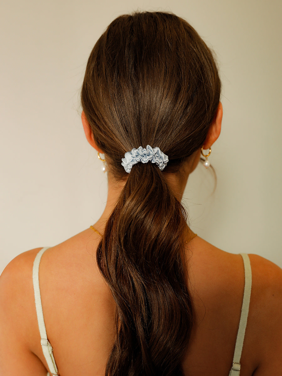 Serene Blue  Pure Silk Scrunchie