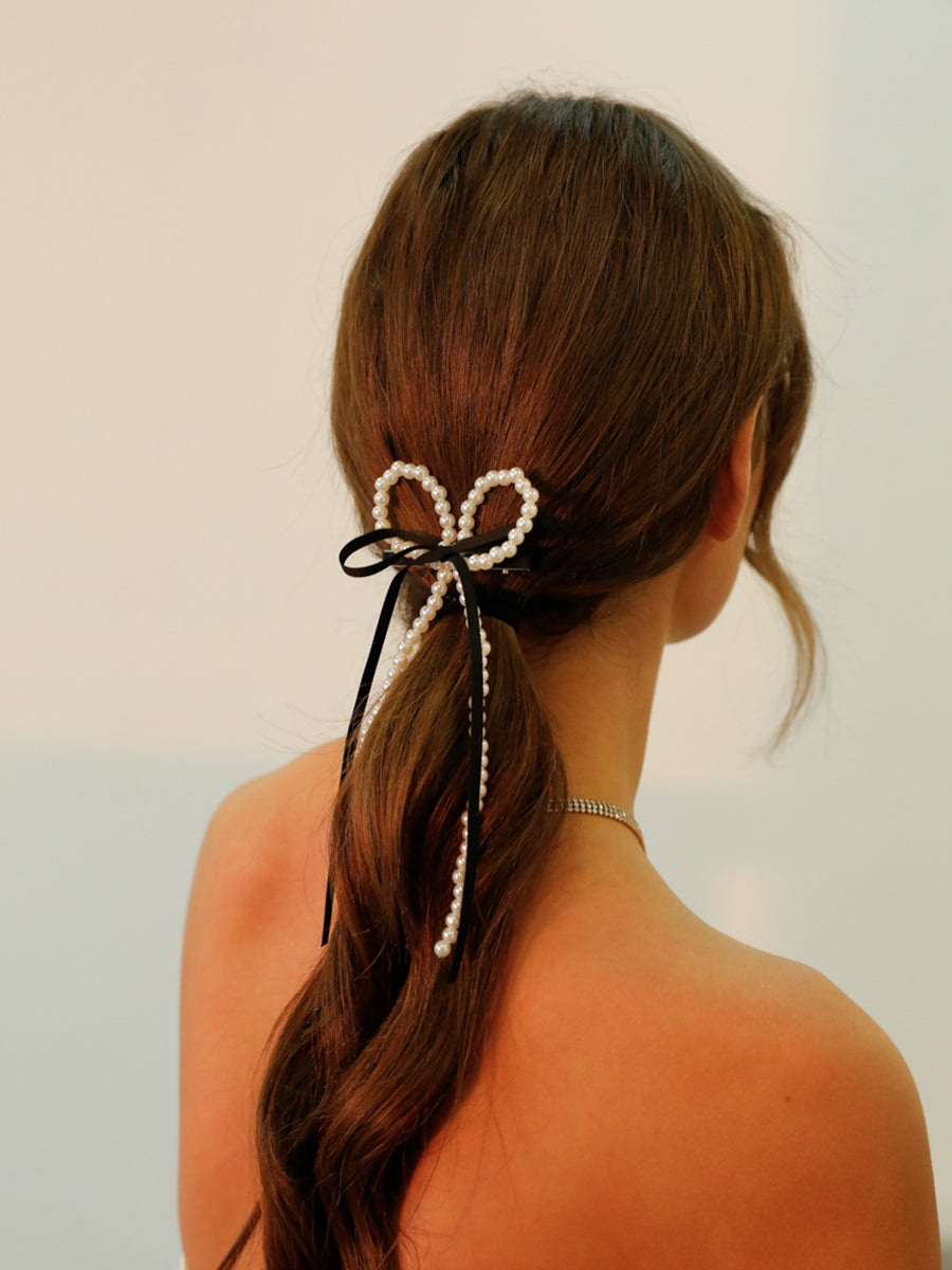 Pearl Ribbon Hairclip