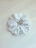 Fluffy Touch Pure Silk Scrunchie White