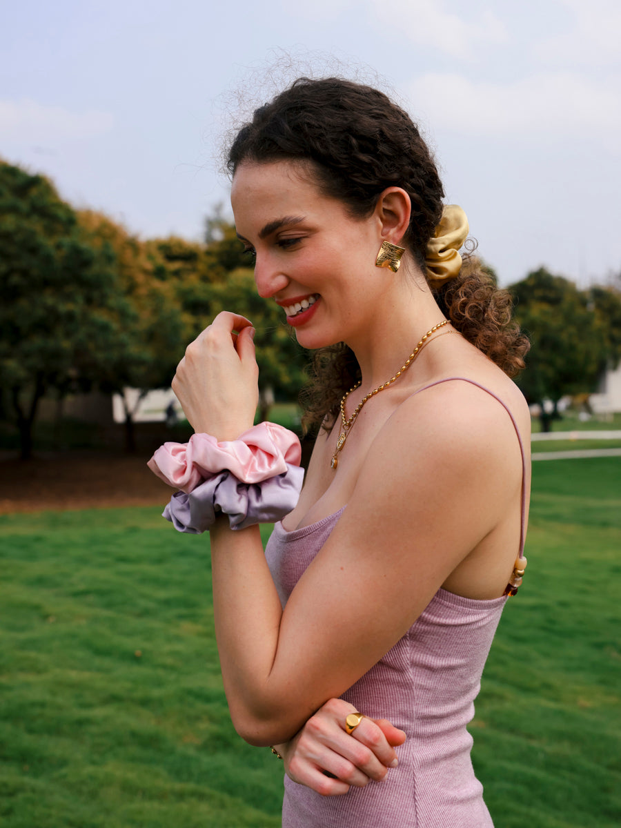 Fluffy Touch Pure Silk Scrunchie Light Purple