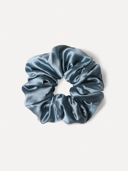 Fluffy Touch Pure Silk Scrunchie Blue