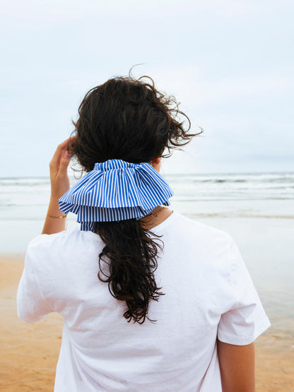 Breeze Wrap Navy-striped Scrunchie