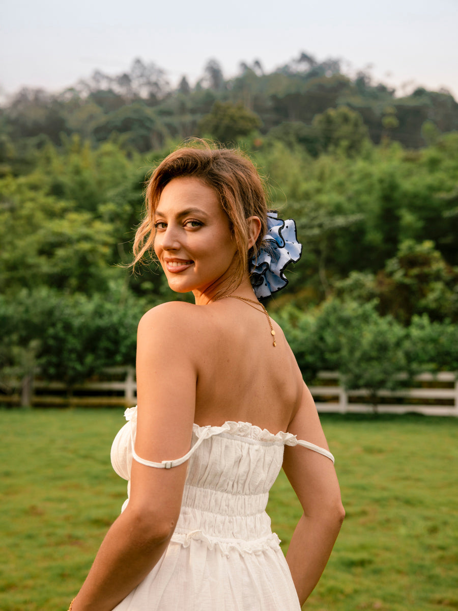 Heart Bliss Navy-striped Scrunchie