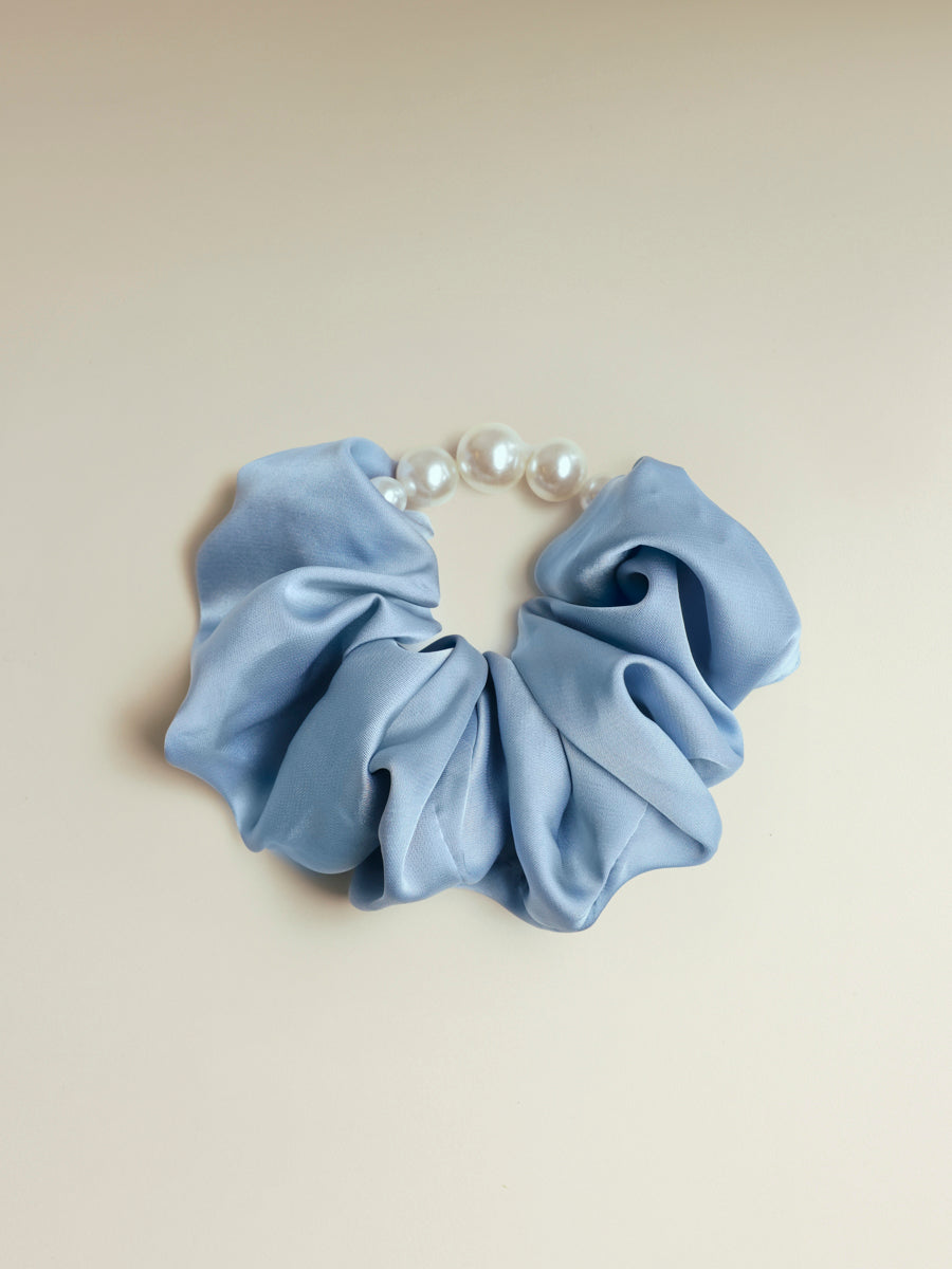 Pearl Elegance Blue Scrunchie