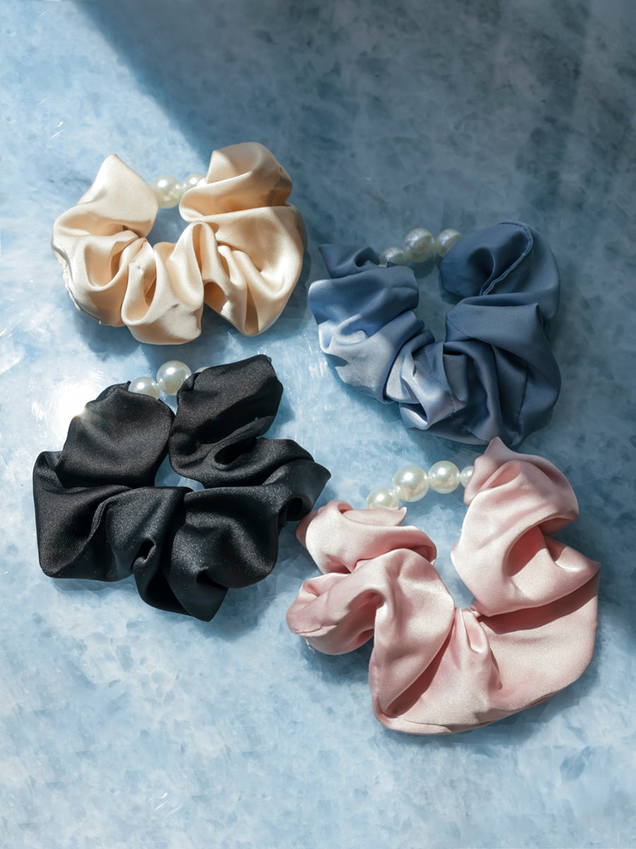 Pearl Elegance Beige Scrunchie