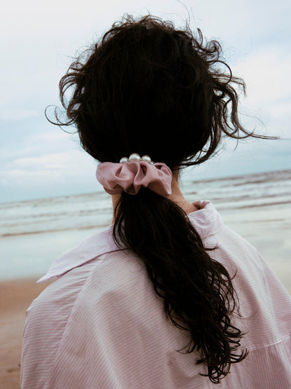 Pearl Elegance Blue Scrunchie