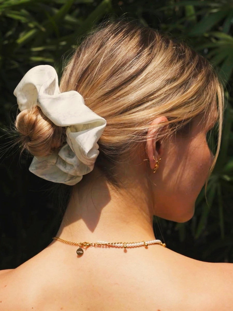Serene Flow White Scrunchie