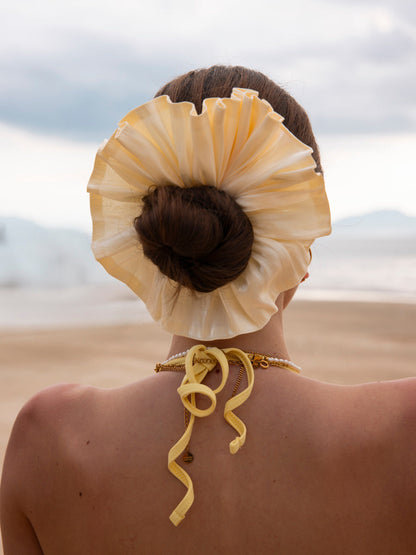 Delicate Wave White Scrunchie