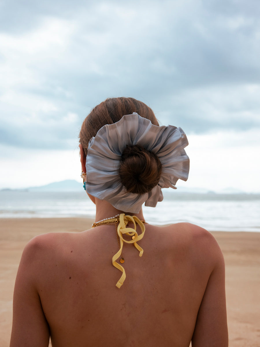 Delicate Wave Black Scrunchie