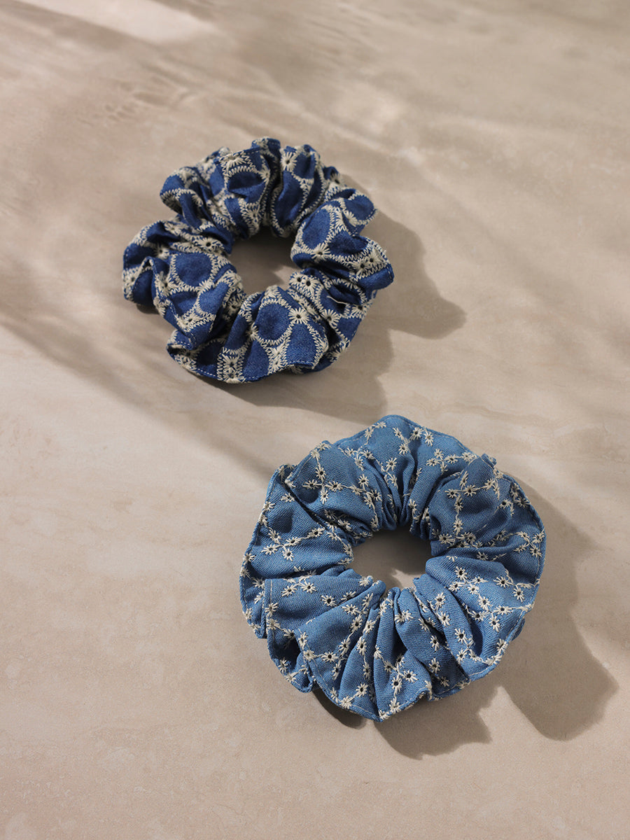 Denim Fairy Scrunchie Dark Blue