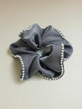 Beaded Edge Scrunchie Dark Grey