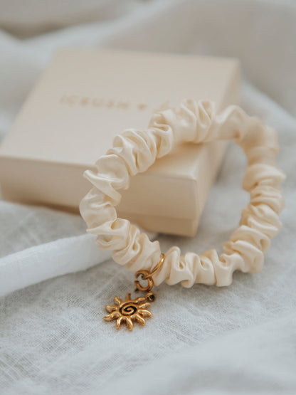 Blissful Pure Silk Scrunchie Cream White