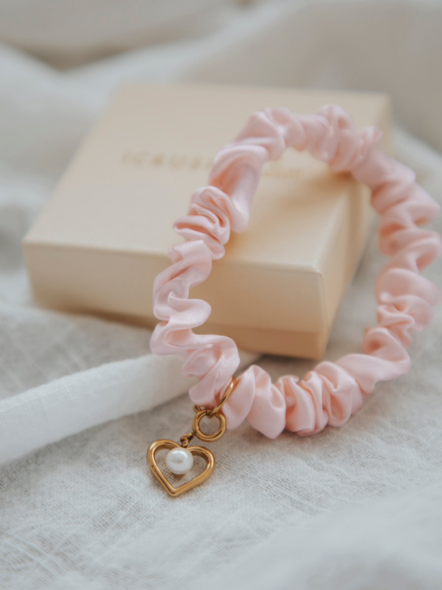 Blissful Pure Silk Scrunchie Cream Pink