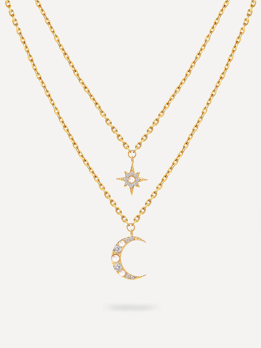 Moon Phase N Star Double Layer Kette