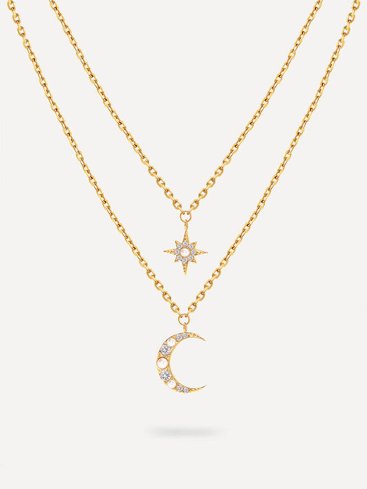 Moon Phase N Star Double Layer Kette