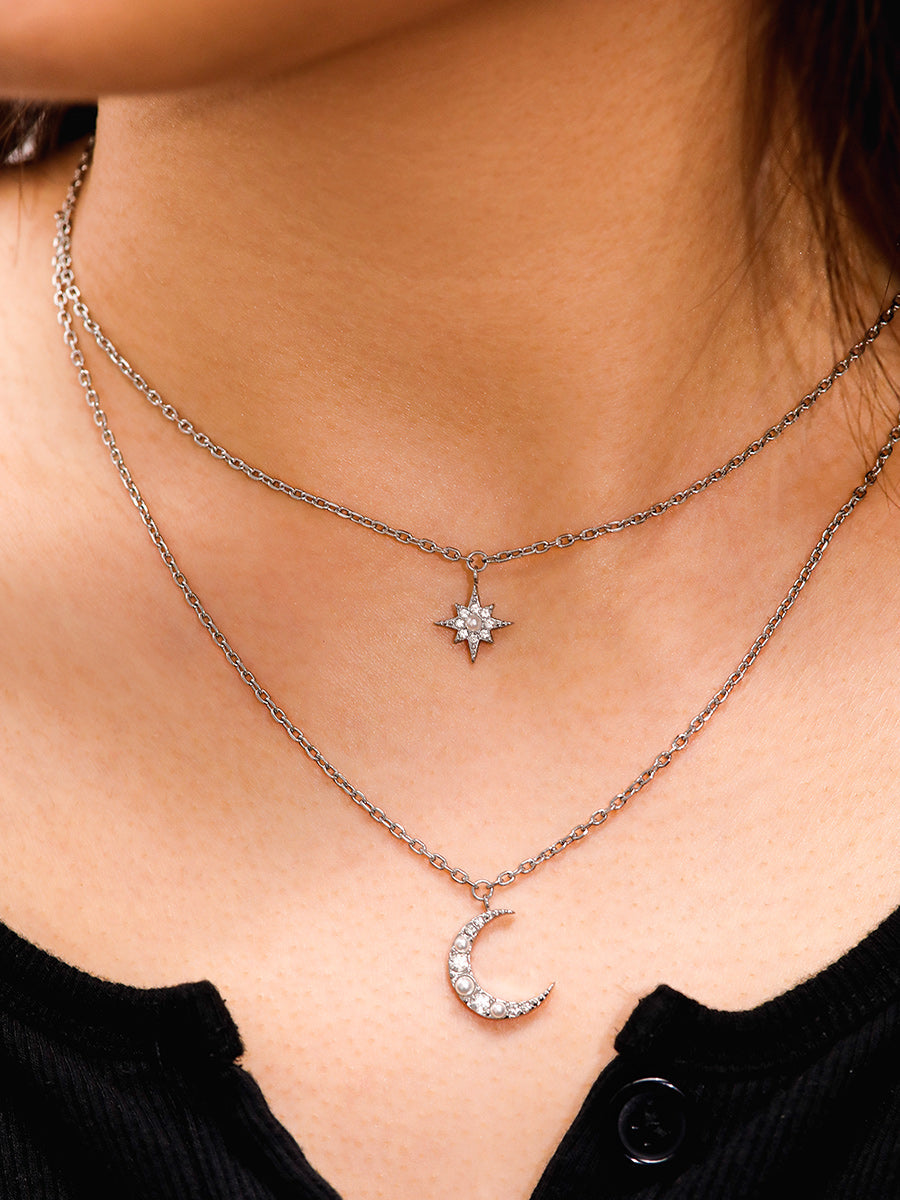 Moon Phase N Star Double Layer Kette