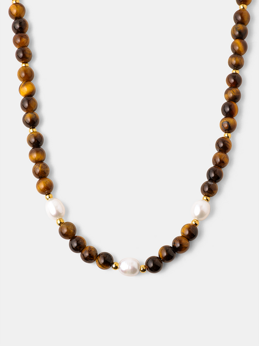 Dawn Pearl Tiger's Eye Kette