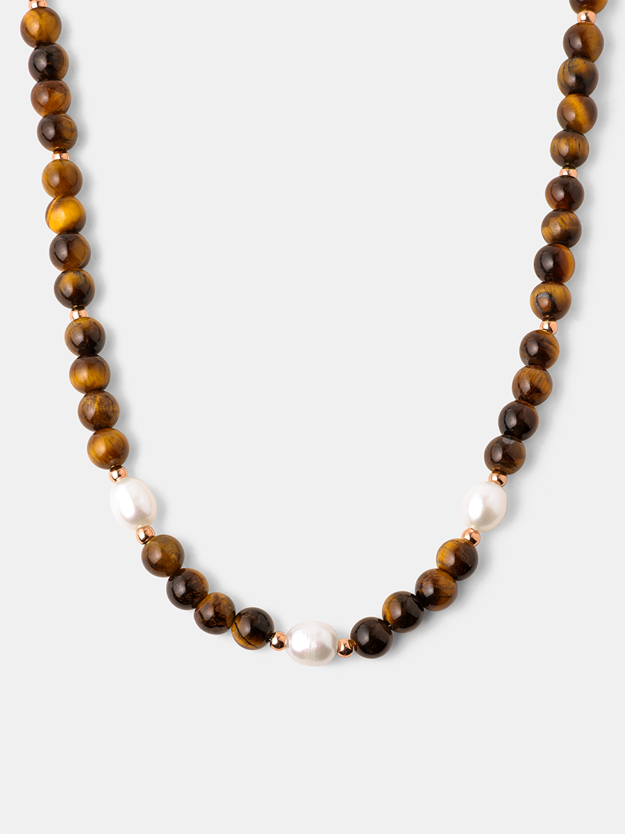 Dawn Pearl Tiger's Eye Kette