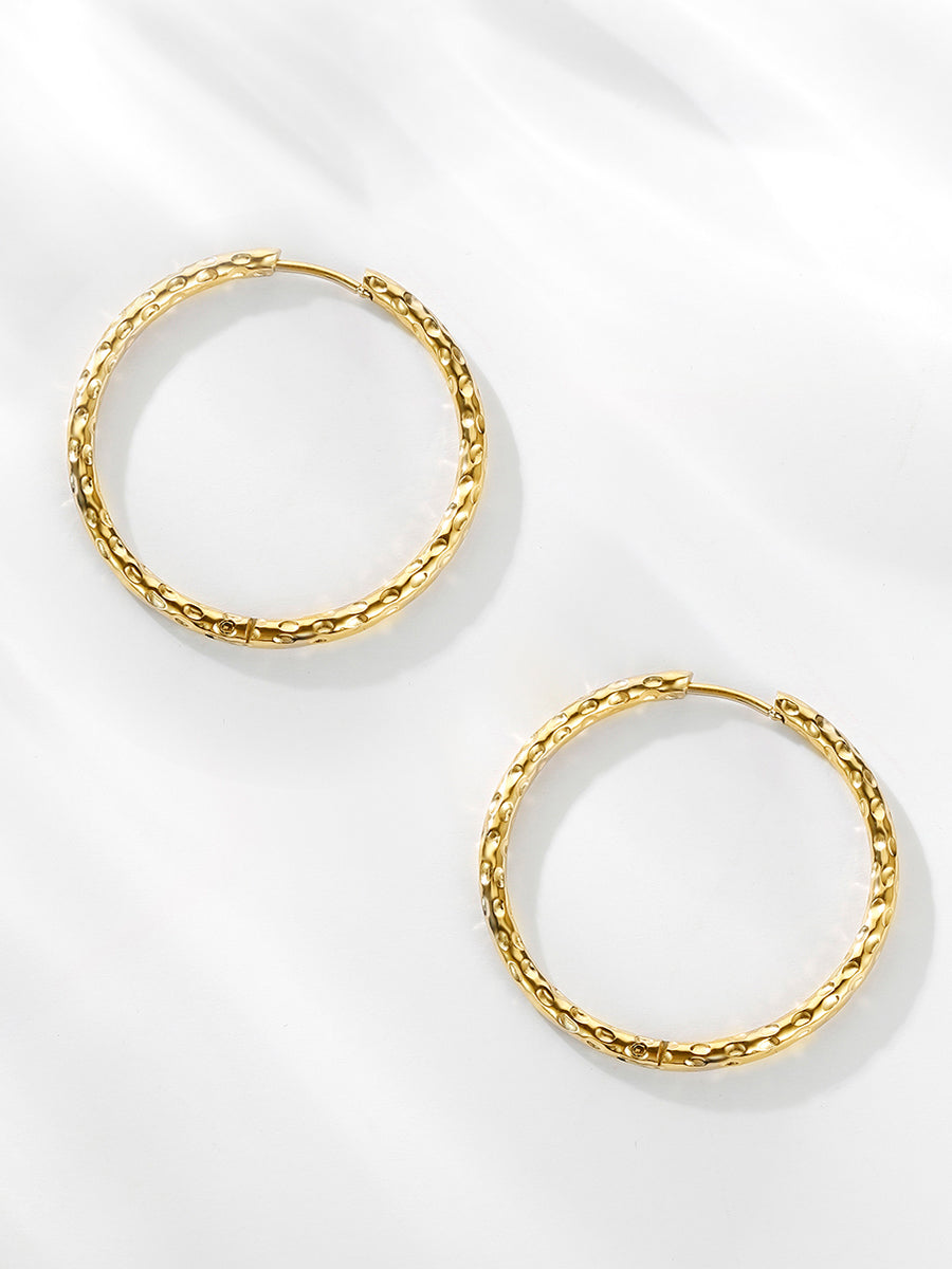 35MM TEXTURED HOOPS LARGE OHRRINGE