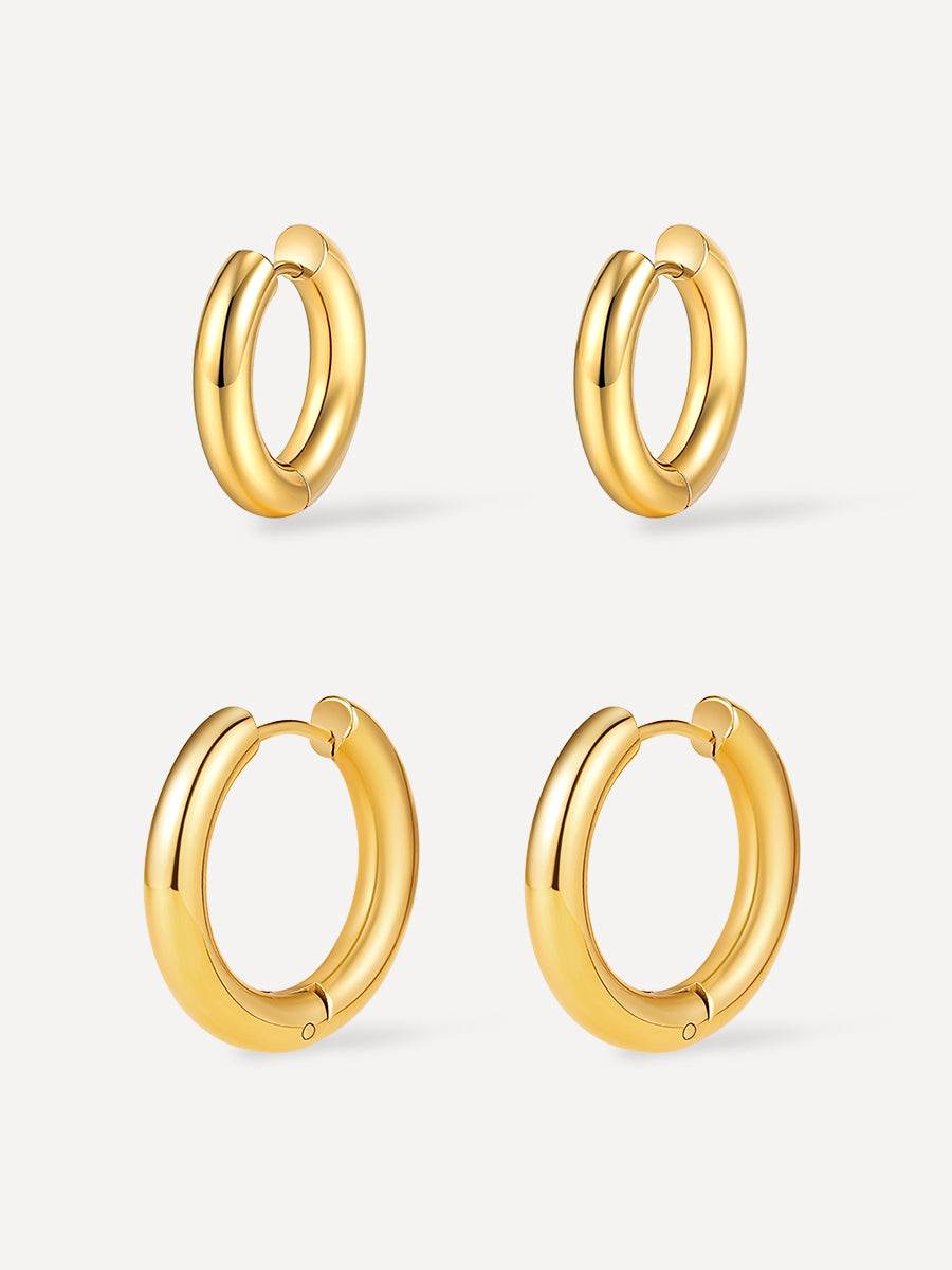 Smooth & Glossy Hoops Ohrringe Set