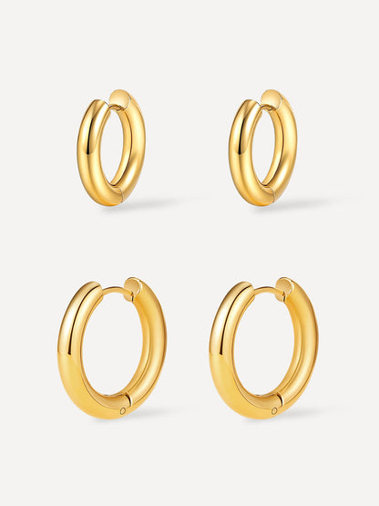 Smooth & Glossy Hoops Ohrringe Set