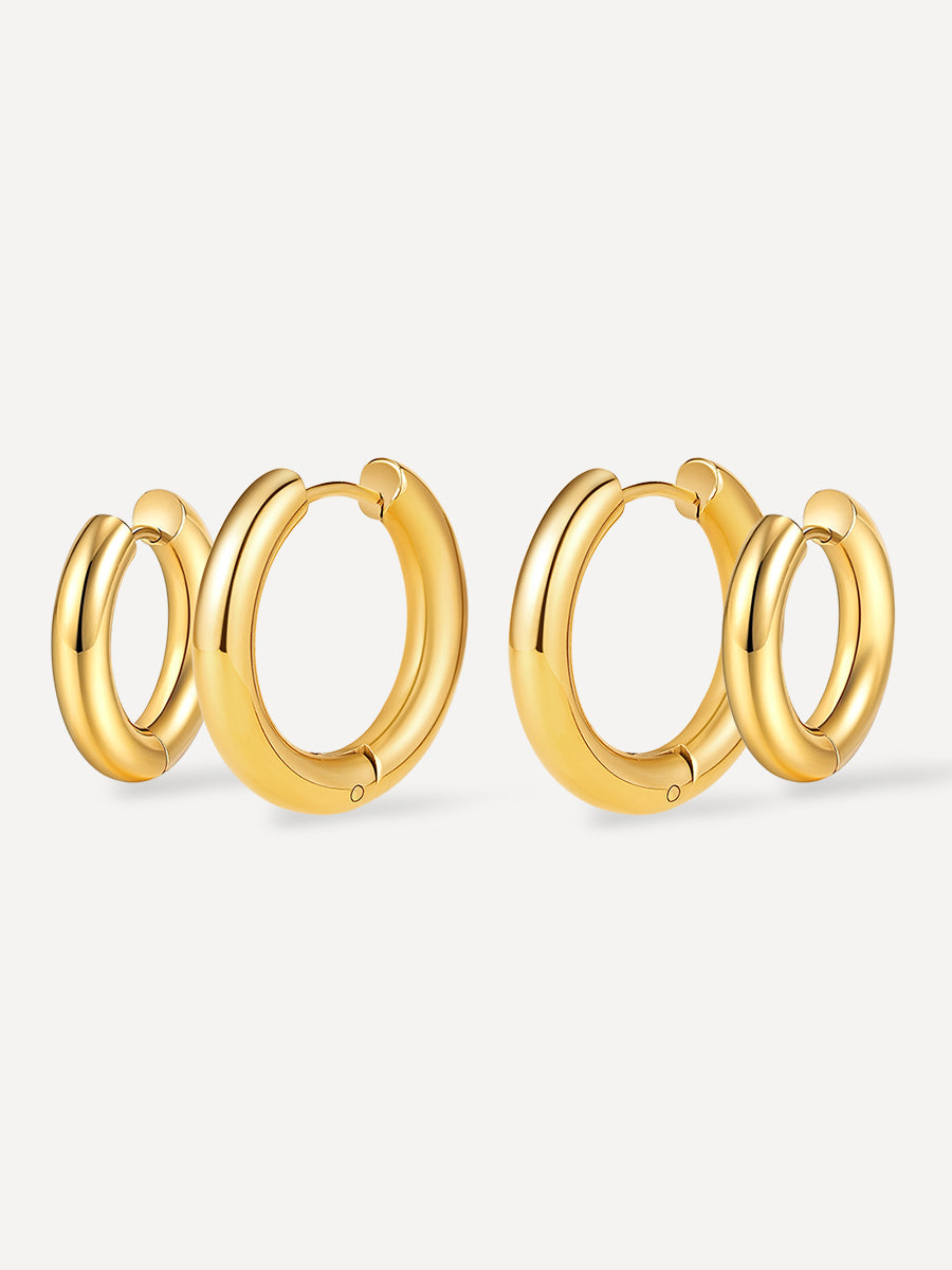 Smooth & Glossy Hoops Ohrringe Set