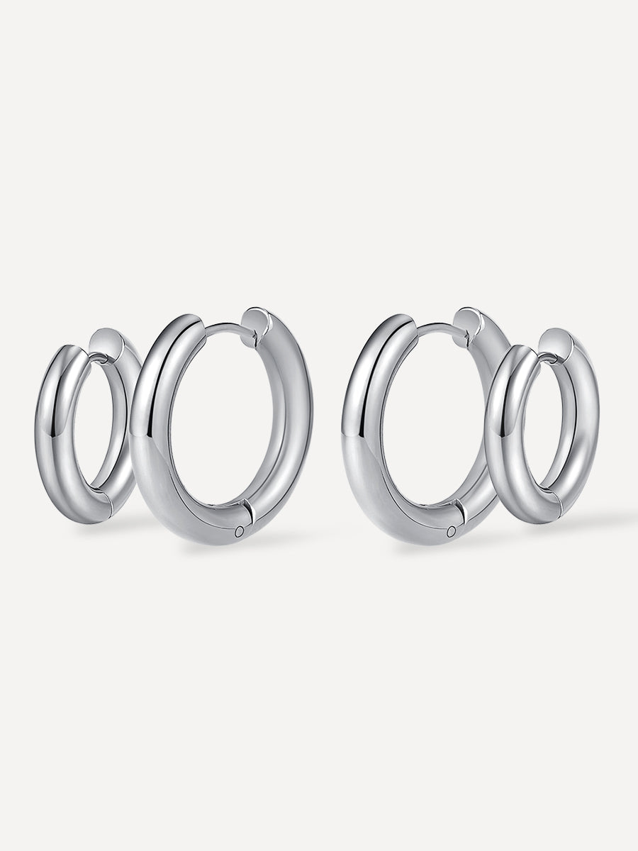 Smooth & Glossy Hoops Ohrringe Set