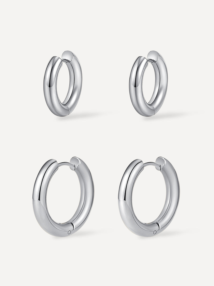 Smooth & Glossy Hoops Ohrringe Set