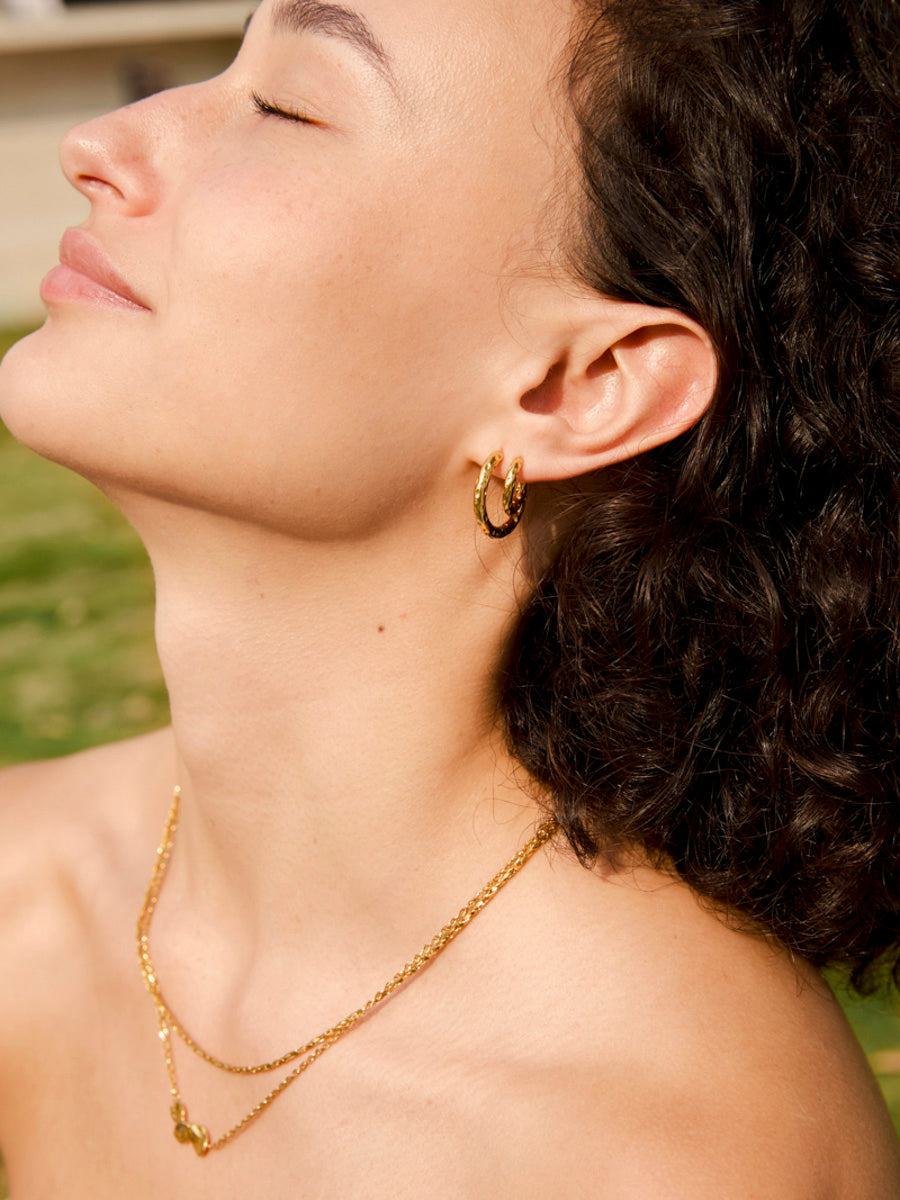 15mm Textured Hoops Mini Ohrringe