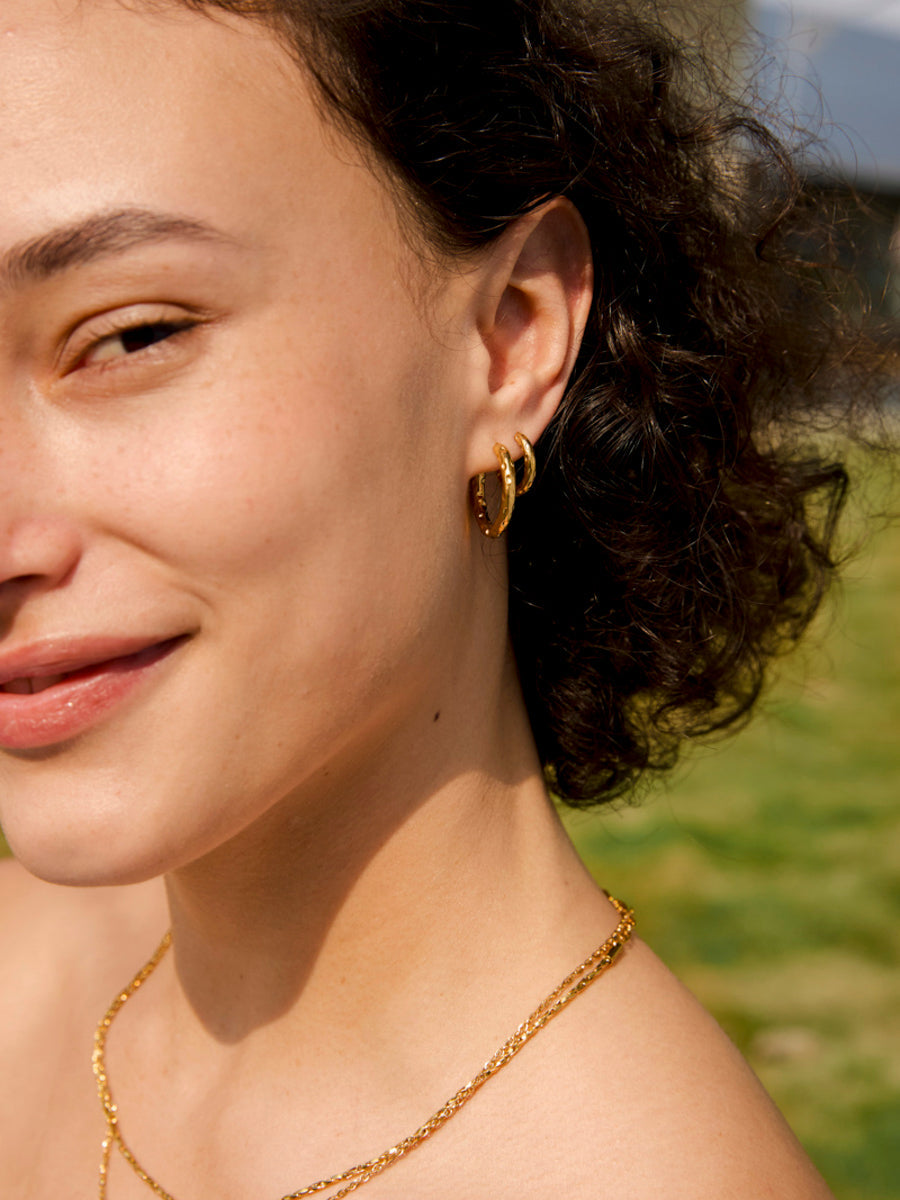 15mm Textured Hoops Mini Ohrringe