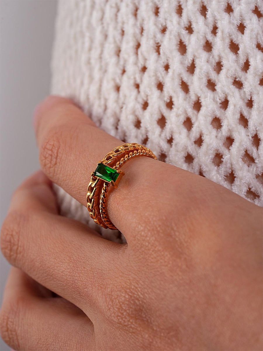 Green Precious Twist Ring