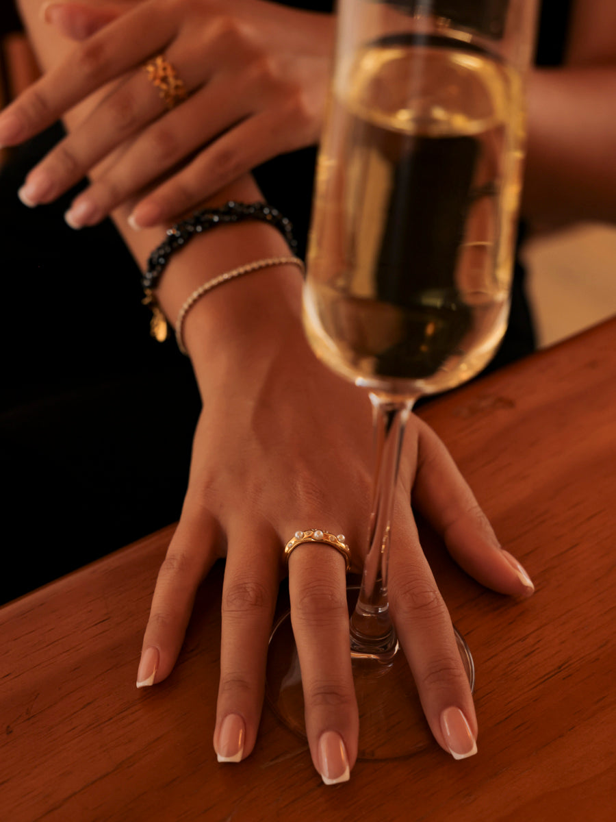 Crystal Pearl Ring