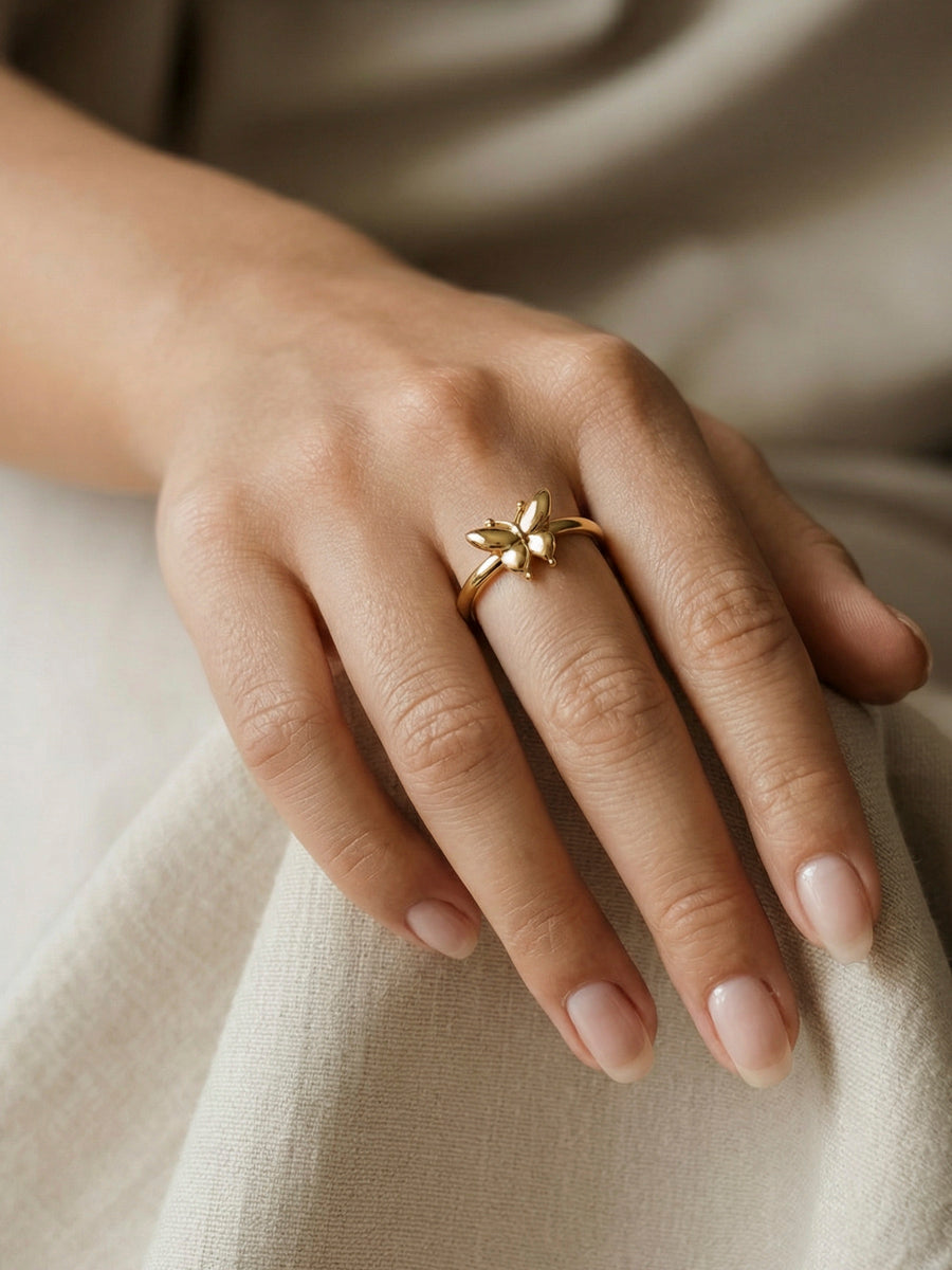 Moonlit Butterfly Ring