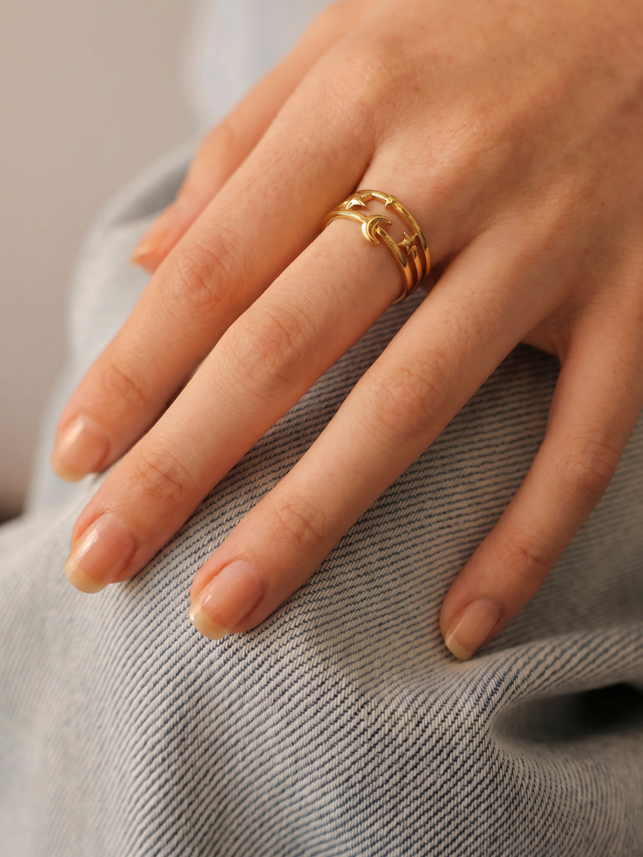 Moonlit Star Ring