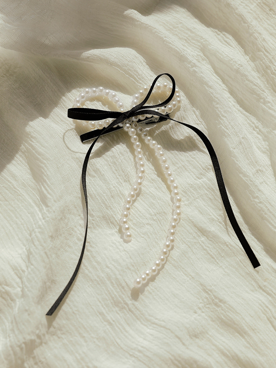 Pearl Ribbon Hairclip